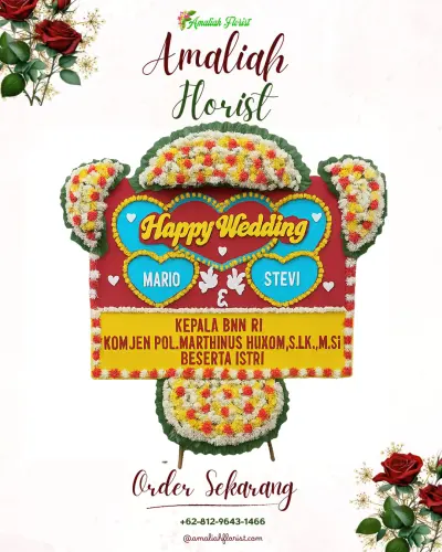 Karangan Papan Bunga Pernikahan di Suter